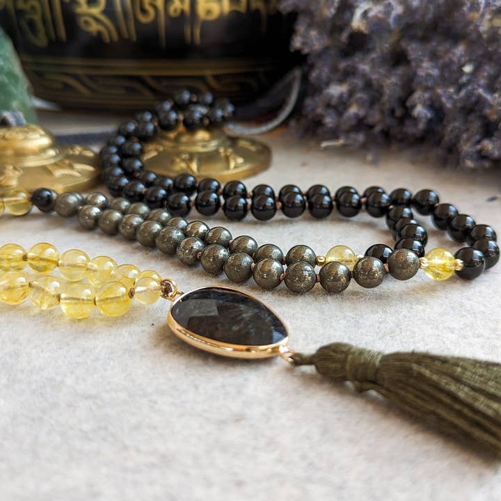 Samadhi Mala Beads - Venta al por mayor Collar de cuentas de oración - Abundancia y protección financieras 108 Japón