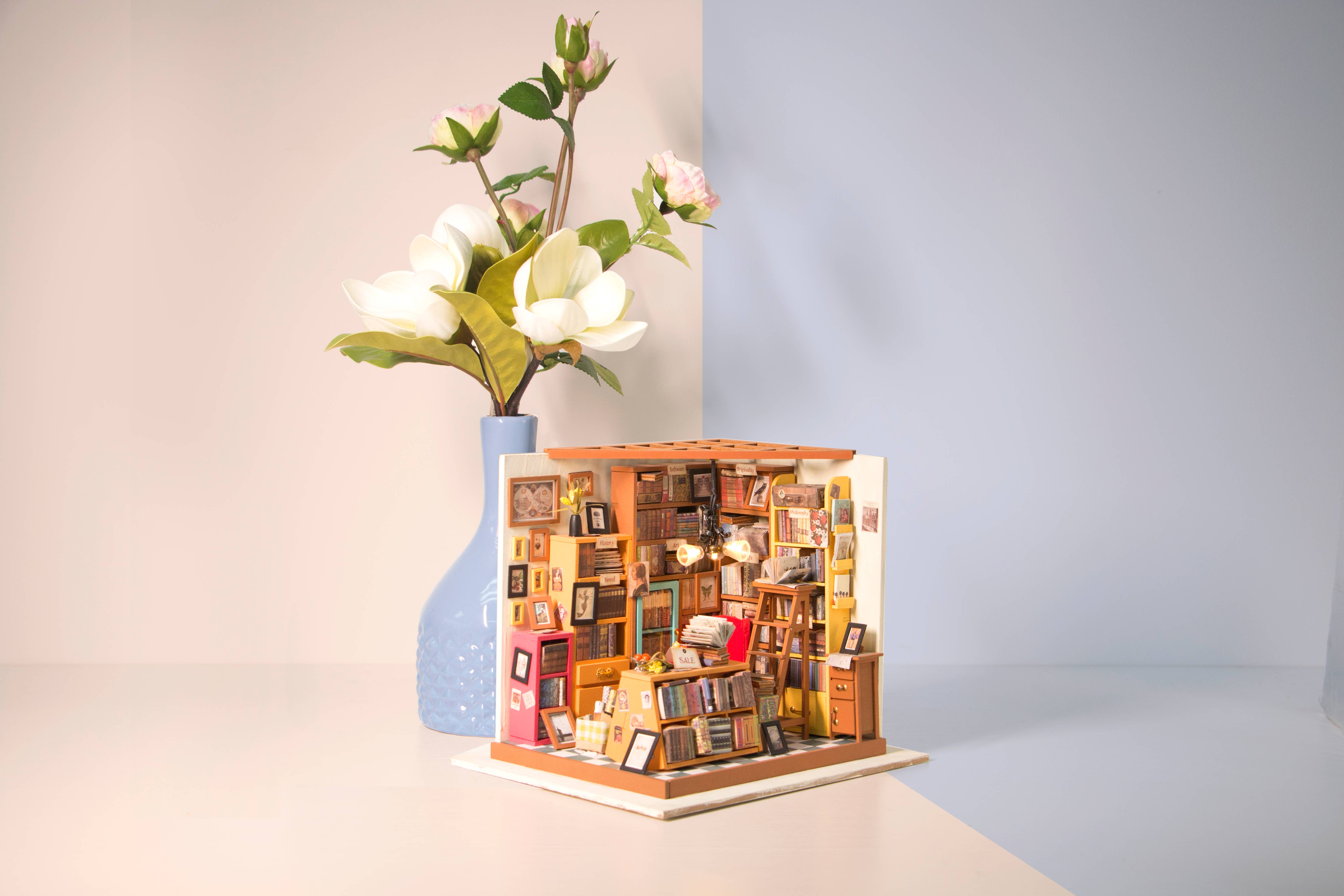 Robotime - Wholesale DIY Craft Kit - DG102 Sam's Study Rolife Library DIY Miniature Dollhouse13