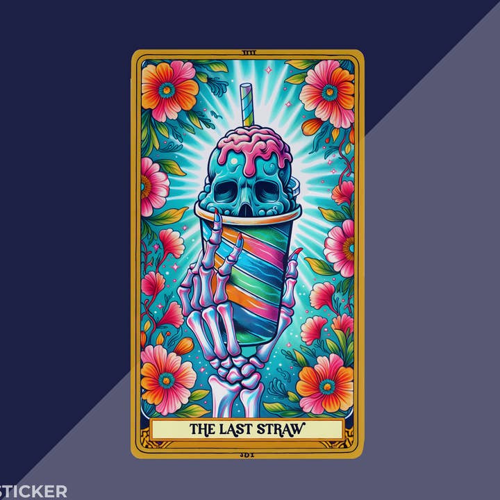 The Last Straw Tarot Sticker 4" Glossy or Holographic for wholesale by BachFetti