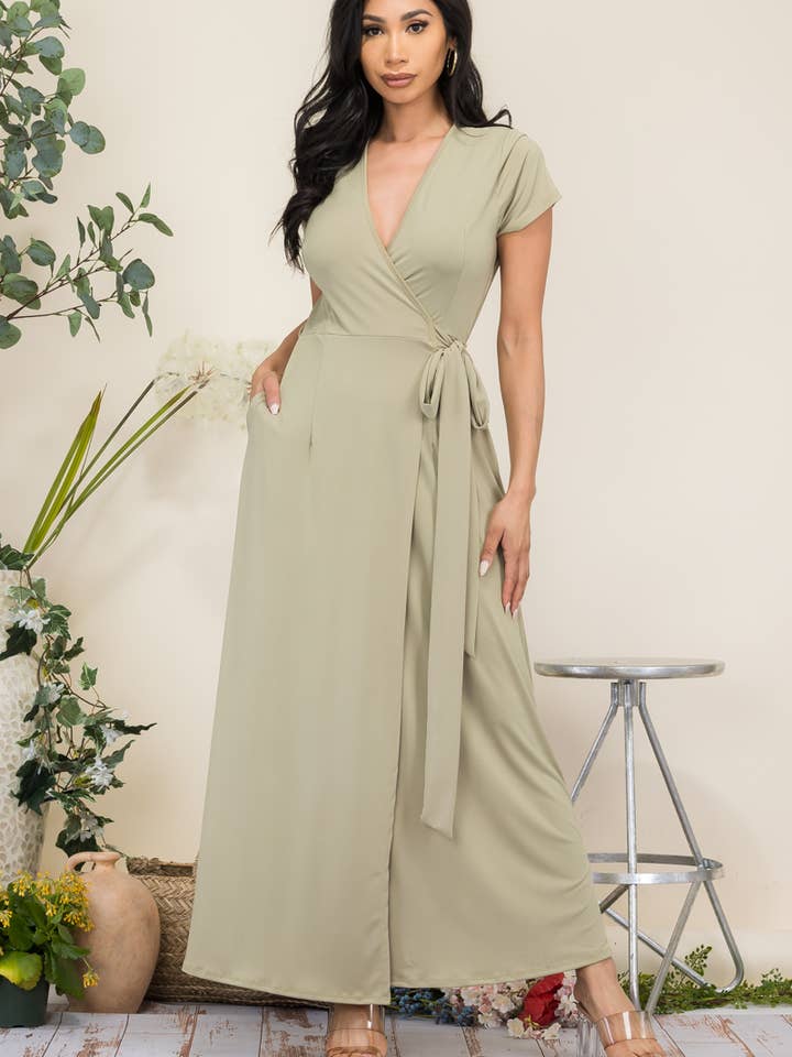 HH548R-SL - Maxikleid mit kurzen Ärmeln für den Großhandel von H&H Fashion Inc.