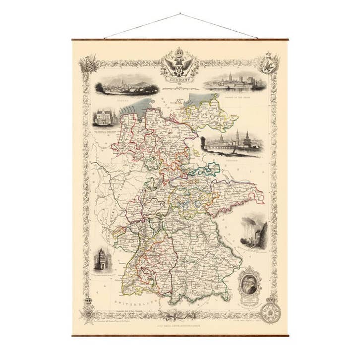 Map of Germany Roll Down Vintage Canvas Decorative Scroll Map for wholesale by Maps Vintage