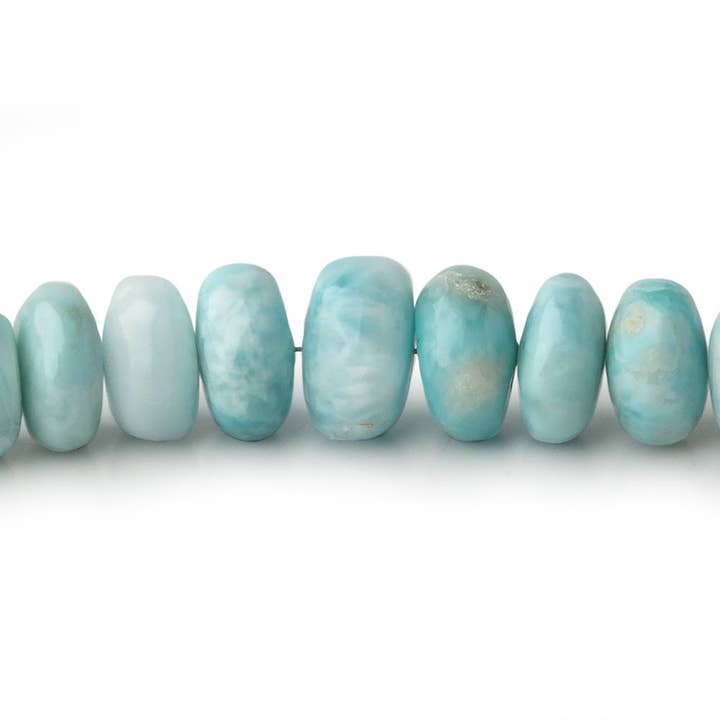 Beads of Cambay - Wholesale Beads - 6-11mm Larimar plain rondelle beads 18 inch 108 pieces1