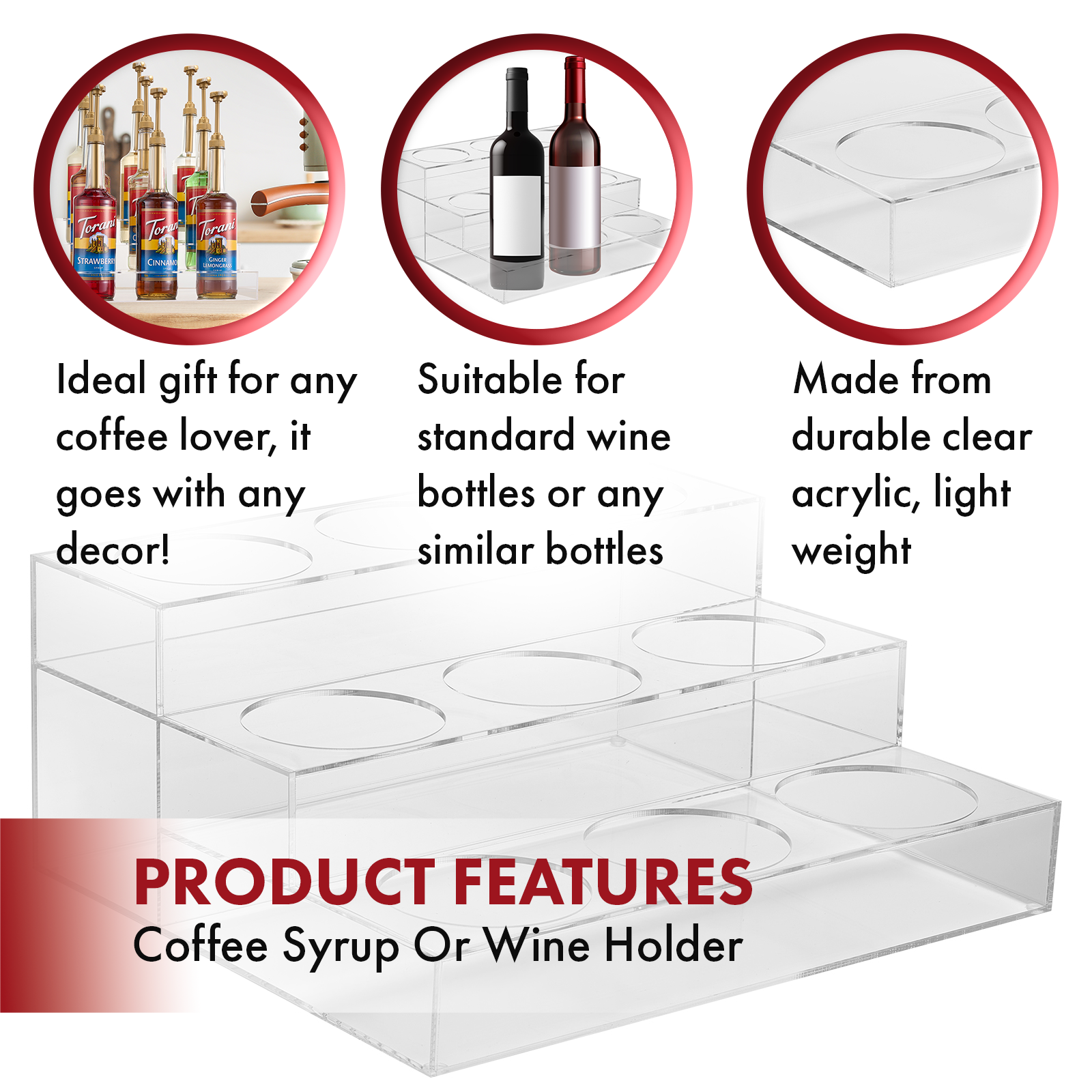 The Wine Savant /  Khen Glassware - Wholesale Bottle Rack/Holder - Acrylic Plastic Bottle Holder5