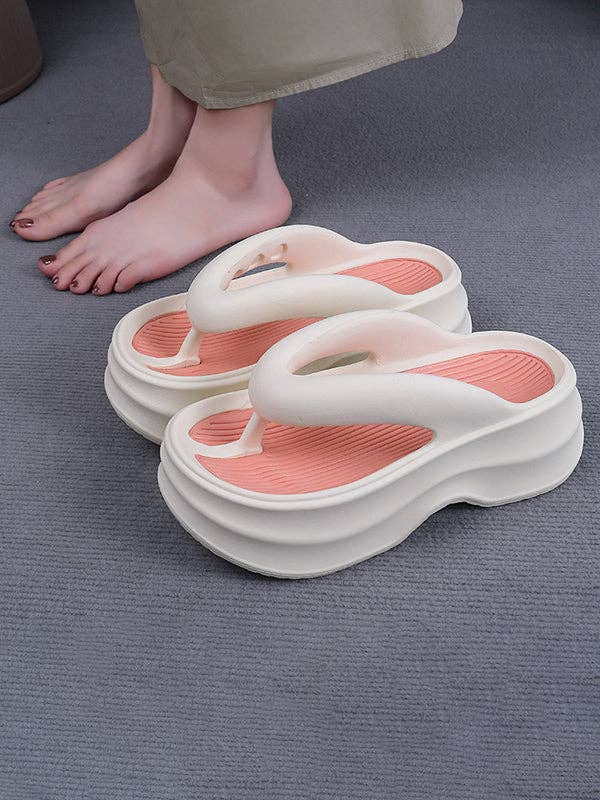 Mirazshoes WholeSale - Wholesale Sandals – Women's - Height Increasing Contrast Color Non-Slip Flip Flops Sandals3