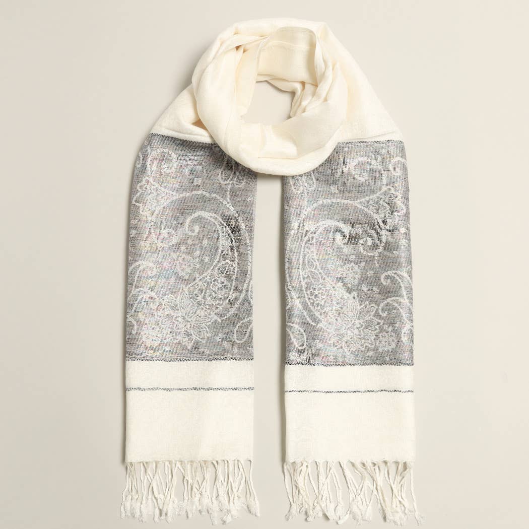 Fashion City - Wholesale Scarf - Women's - Lurex Paisley Pashmina Shawl Scarf Wrap 5