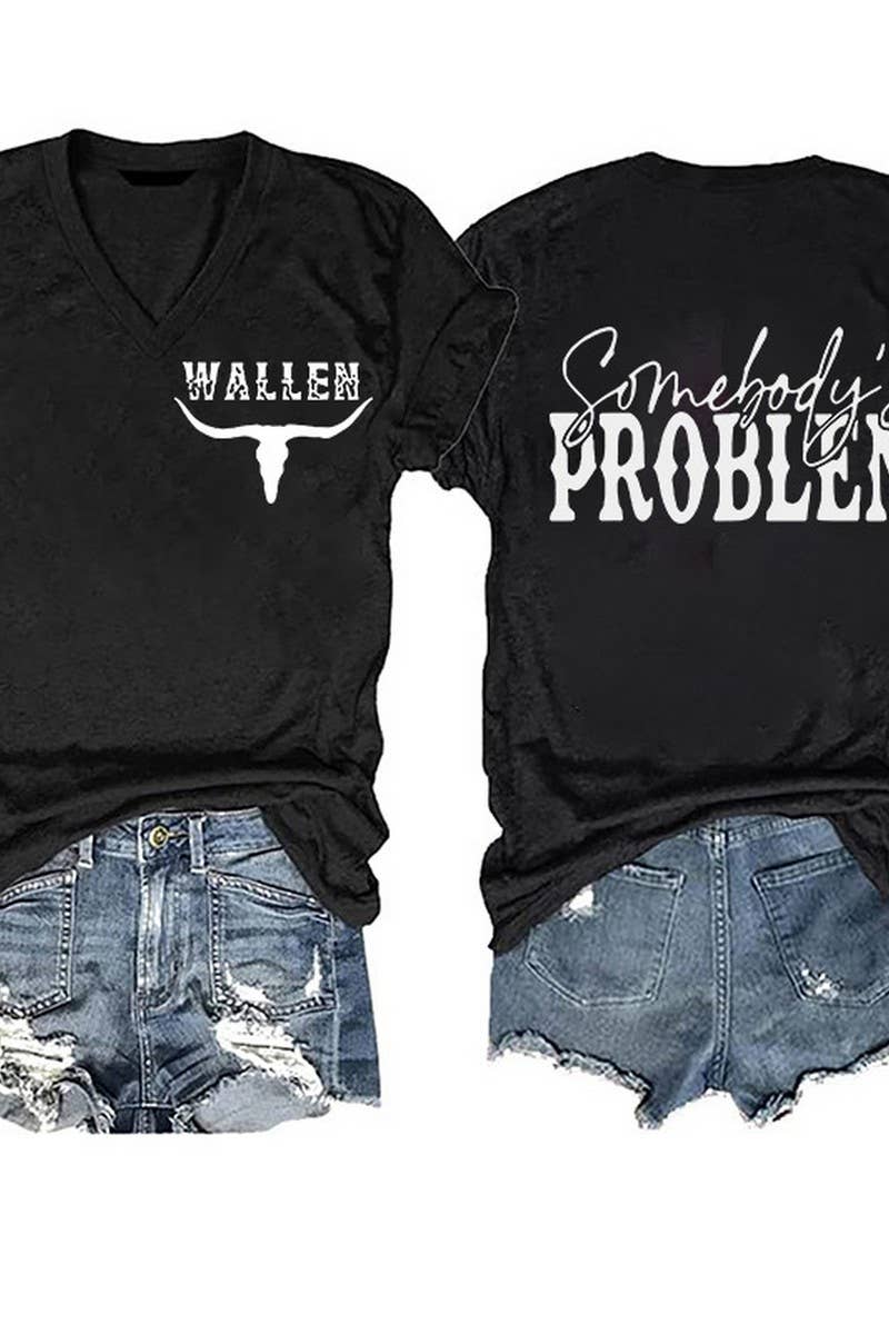 NINEXIS - Vente T-shirt sérigraphié – femme - CWTTS1055_T-SHIRT À MANCHES COURTES À COL EN V IMPRIMÉ RECTO-VERSO9