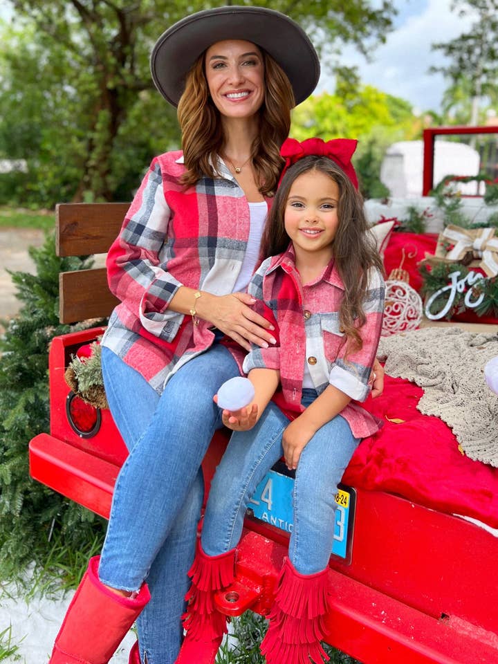 Mommy & Me Perfect Pair Red Flannel Long Sleeve Shirt for wholesale on Faire