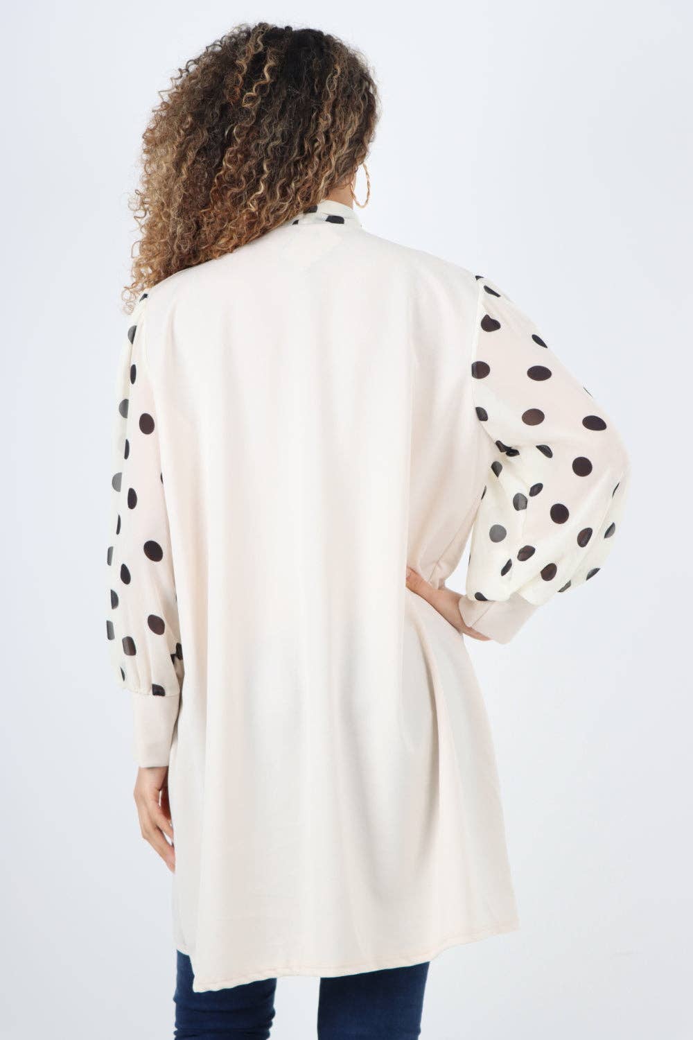 Miss Bold – Engroshandel Tunika - Dame – Italiensk Polka Dot Print Pussy Bow Langærmet Tunika Skjorte15