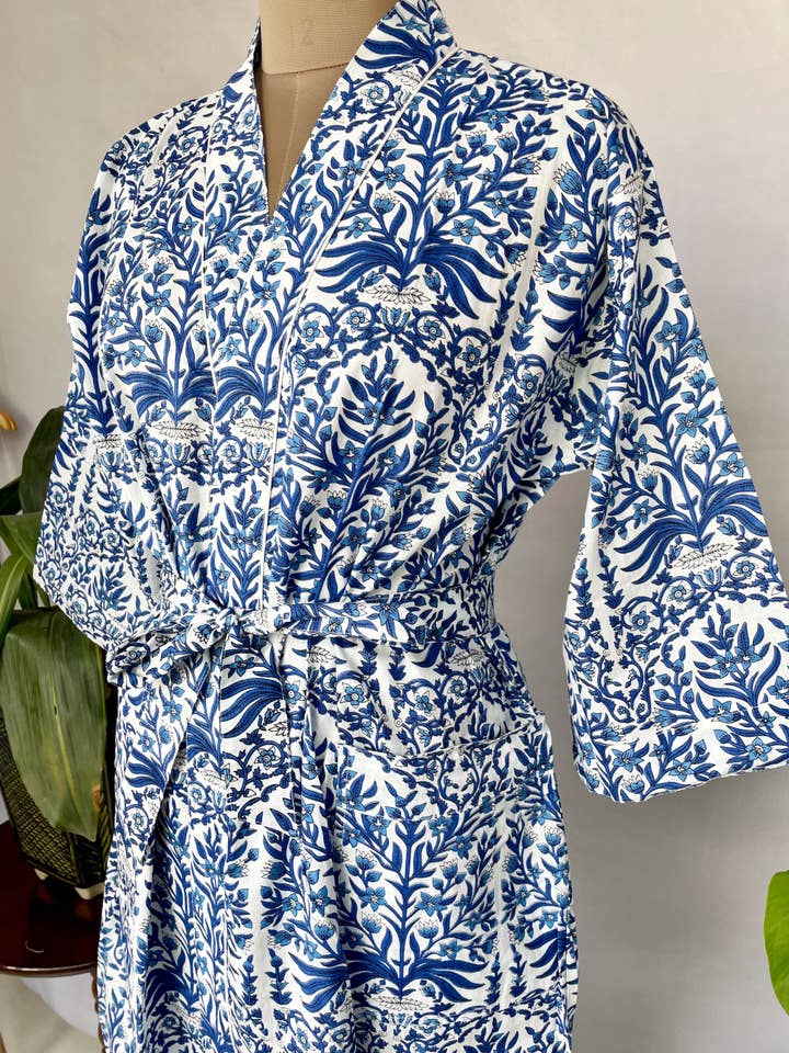 The Eastern Loom – wholesale Kimono - Dam – Boho Robe Sommar Kimono Ren Bomull Lounging Damkläder2