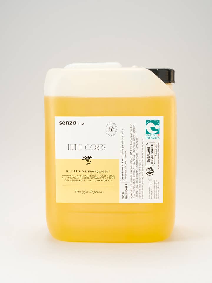 Professional Body Oil - 5L with organic oils for wholesale by Senza
