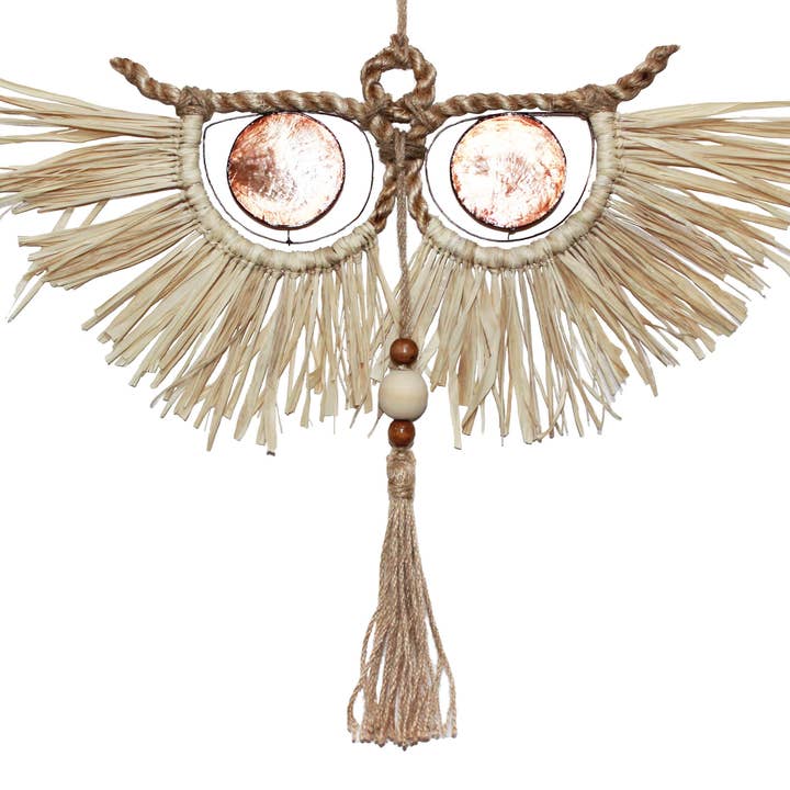 Uil - Raffia en Capiz Wanddecoratie voor wholesale door Om Gallery