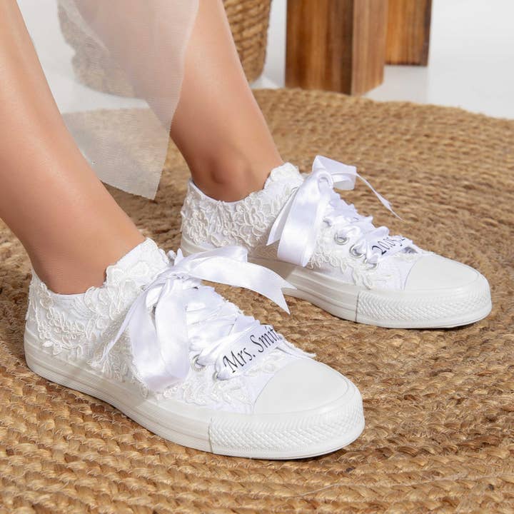Belle - White Low Wedding Converse for wholesale on Faire3