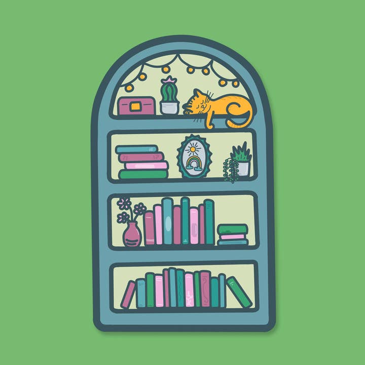 Bookshelf – 3" Vinyl Sticker for wholesale by dash&doodle