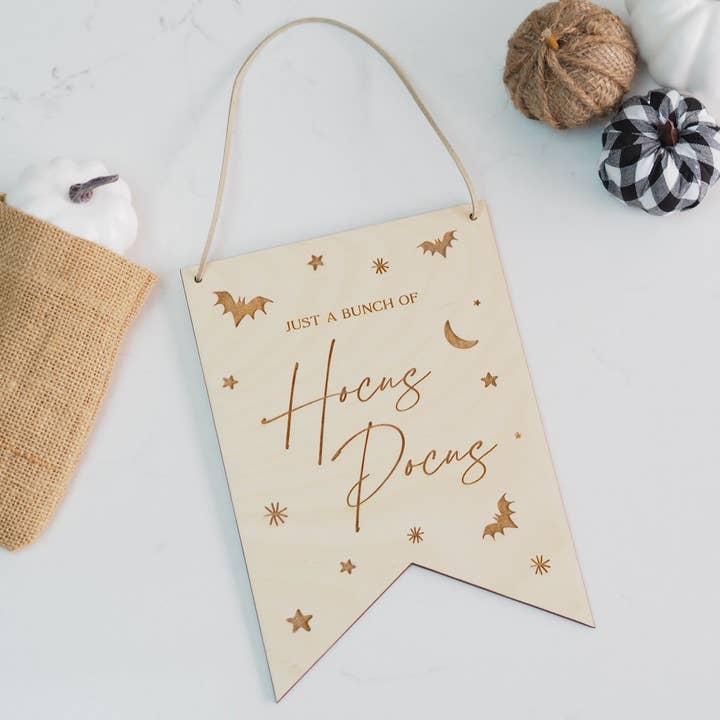 Hocus Pocus Pennant Hanging Sign for wholesale by Juniper Studio