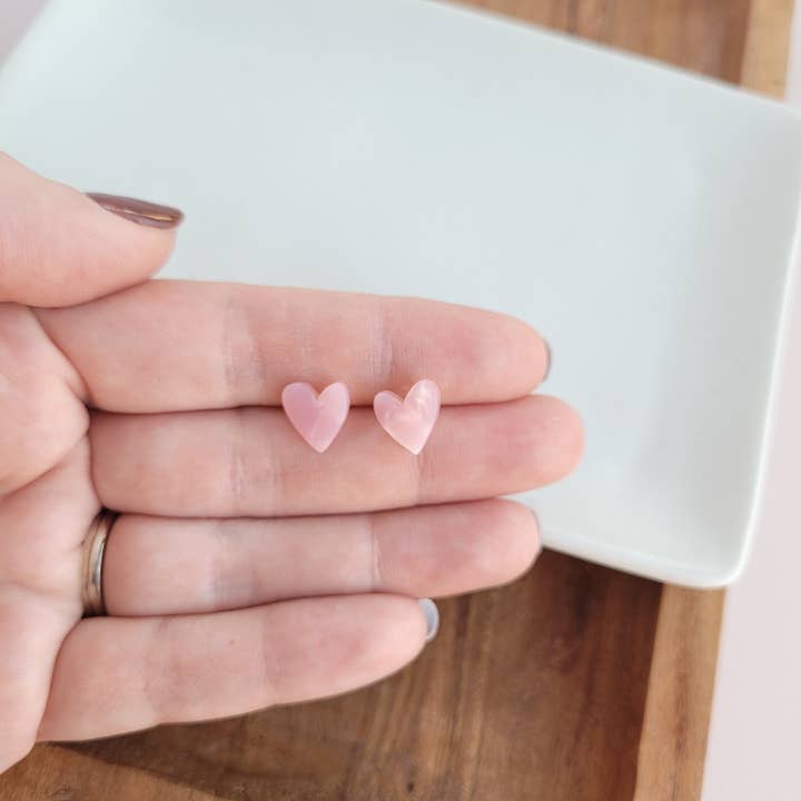 Spiffy & Splendid - Wholesale Stud/Post Earrings - Hand Drawn Heart Studs - Pink // Jewelry, Earrings, Valentine's10