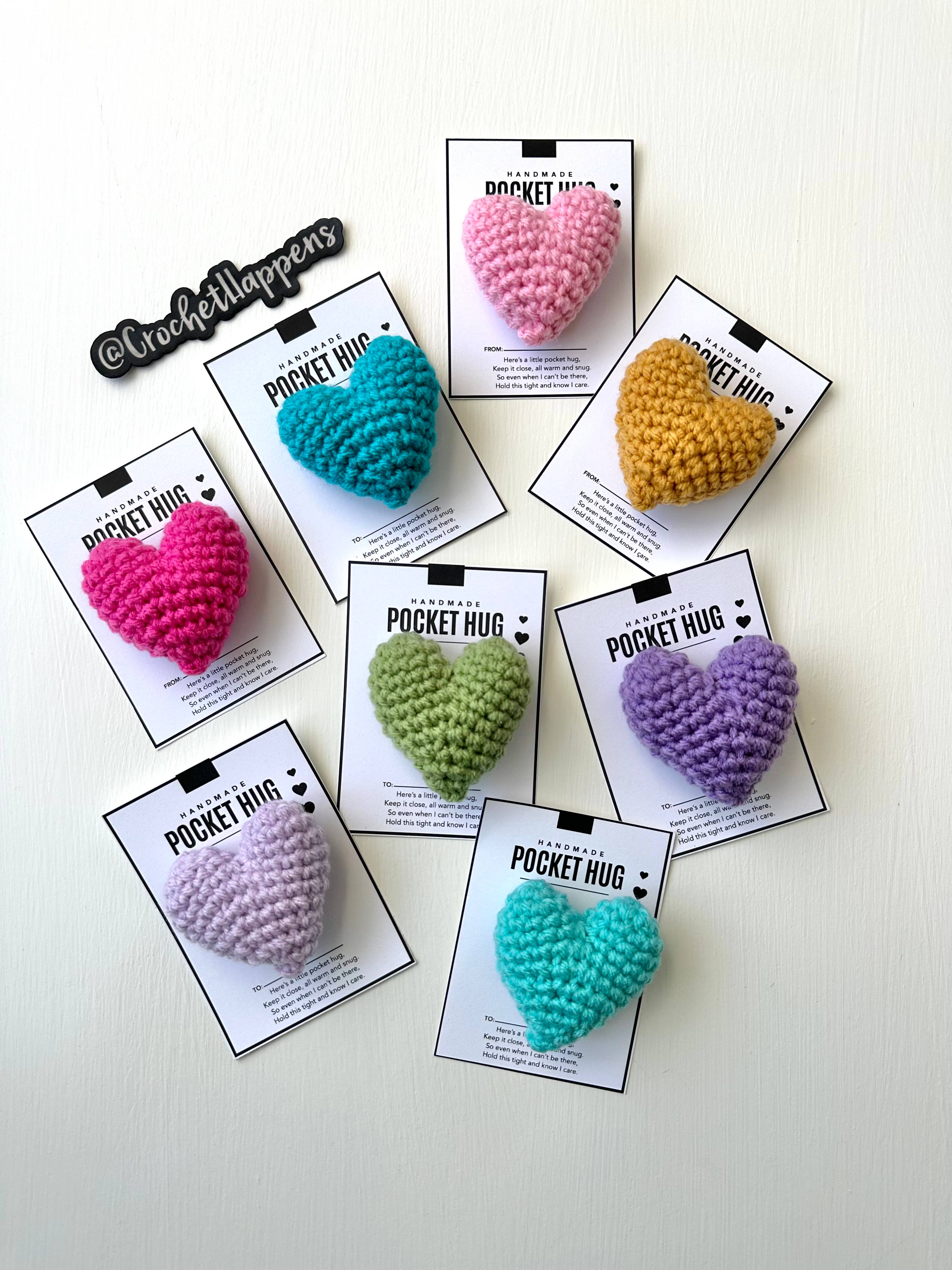 Crochet Happens - Wholesale Keepsake Coin/Token - Pocket Hugs - Set of 8 - Made to Order2