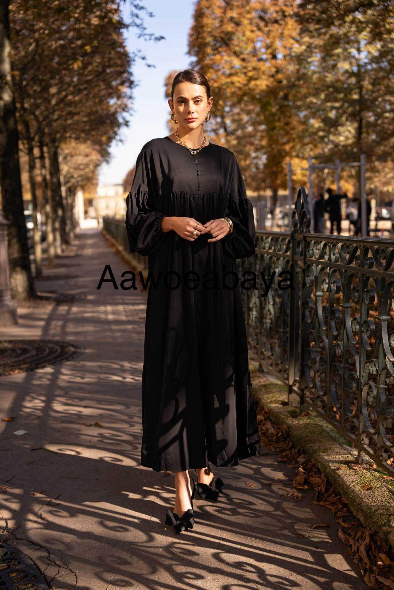 Aawoe Abaya – Hijab - Mulher por atacado – Vestido Abaya Chic com Mangas Bufantes - 2432-ROB0