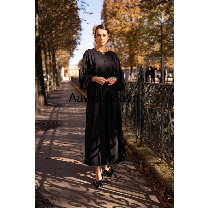 Aawoe Abaya – Hijab - Mulher por atacado – Vestido Abaya Chic com Mangas Bufantes - 2432-ROB