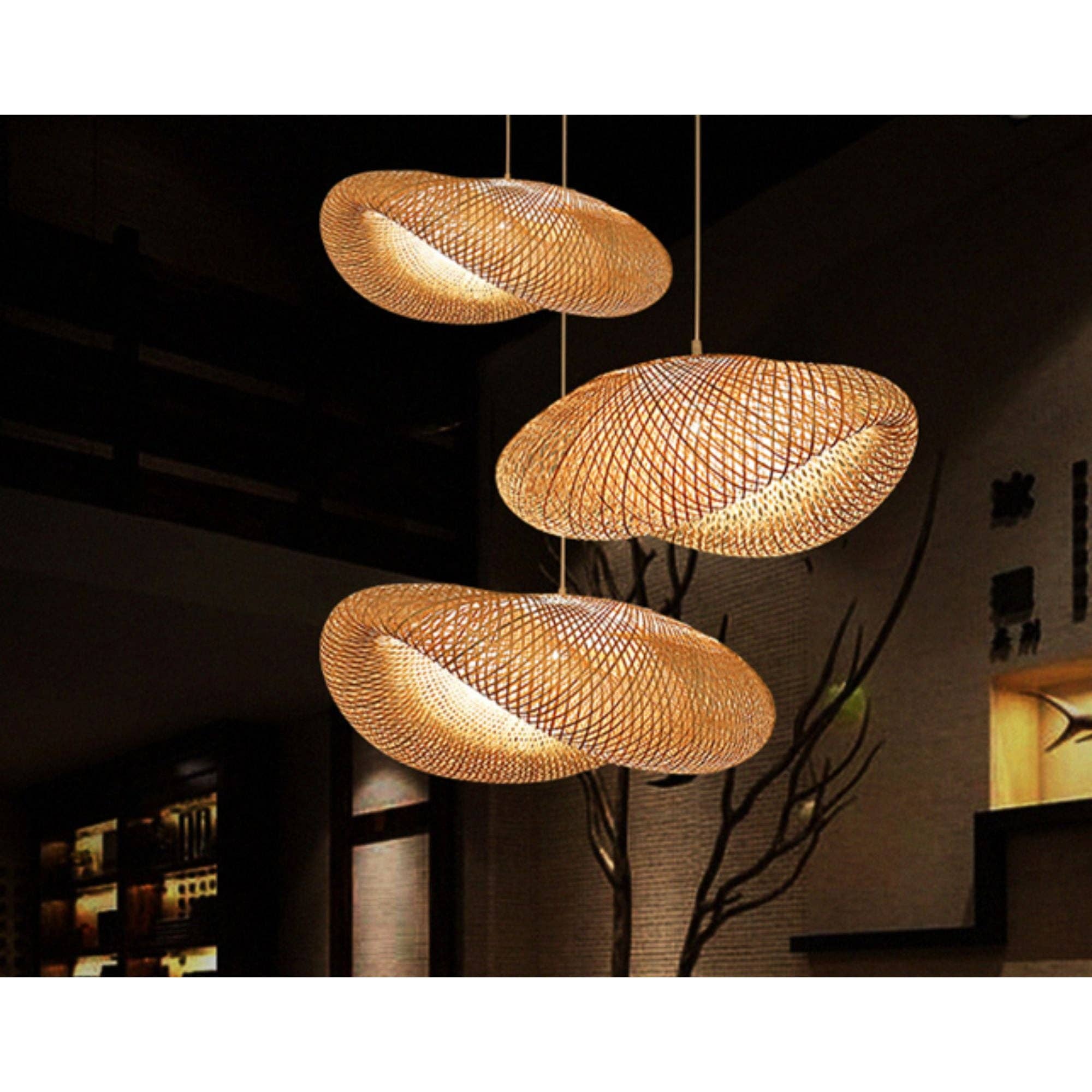 heartnests - Wholesale Kroonluchter/hangend licht - Twinie handgemaakte hanglamp van bamboe vlechtwerk1