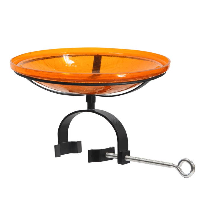 14" Mandarin Crackle Birdbath- Over Rail Bracket for wholesale by ACHLA Designs