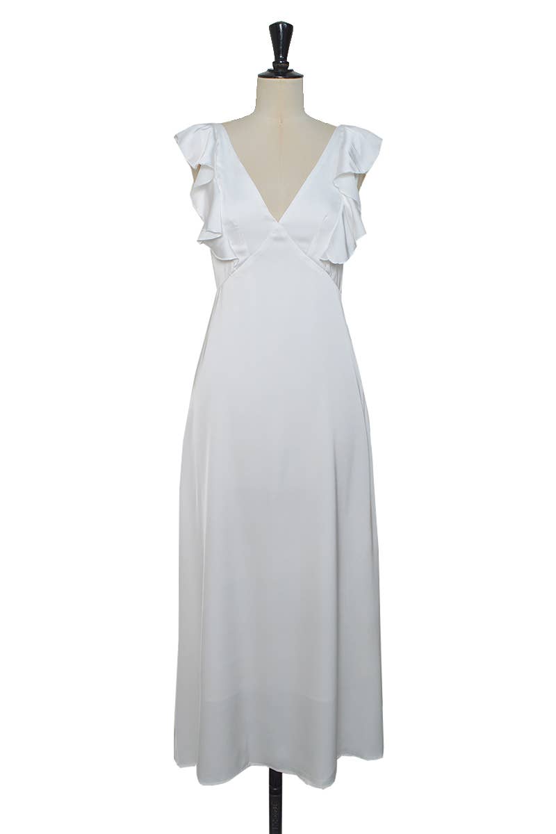 ELLI WHITE – Engroshandel Kjole - Dame – Lang satin cocktailkjole med blonderryg7