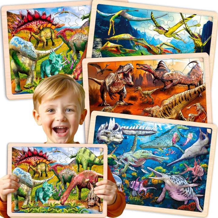 Wooden Puzzles for Kids | Dinosaur World for wholesale by QUOKKA