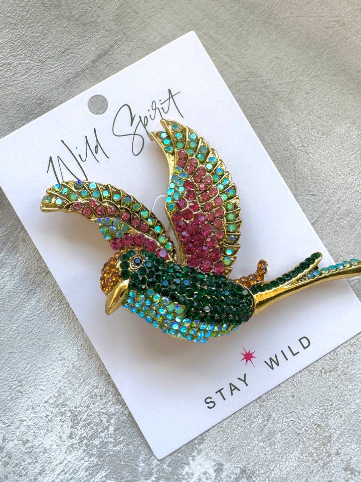 The Green Giant Soaring Bird Brooch for wholesale by Wild Spirit London