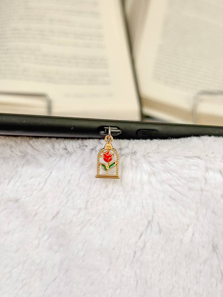 Enchanted Rose Kindle Charm | USB-C Dust Plug for wholesale by Little Turkey Shoppe