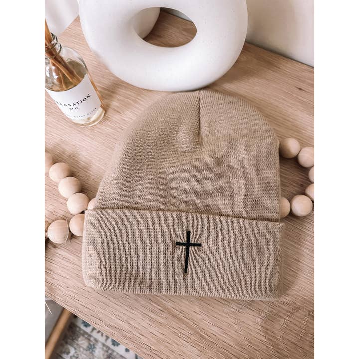Honey Soul LLC - Wholesale Beanie - Women's - Embroidered Cross Knit Beanie