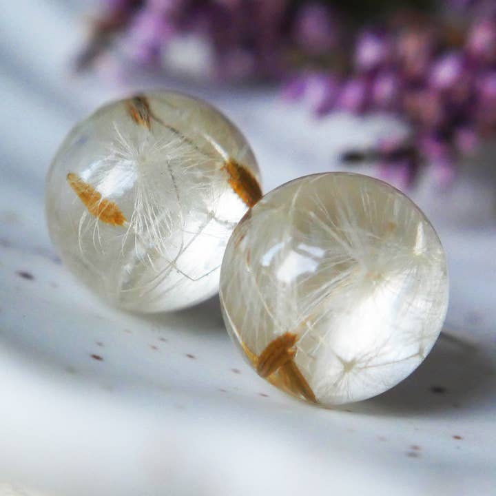 In The Heather – wholesale Stud/post earrings – Scottish dandelion seeds resin studs in sterling silver0