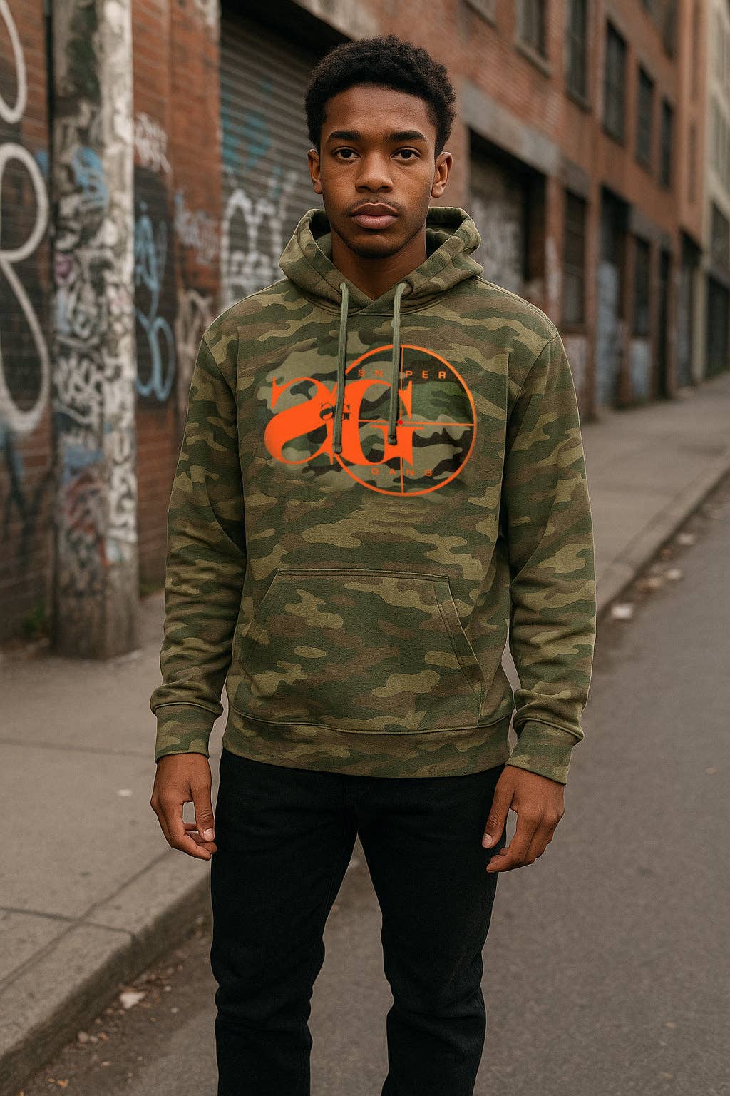Camouflage Hoodie: Sniper Gang Logo (Camo) for wholesale on Faire3