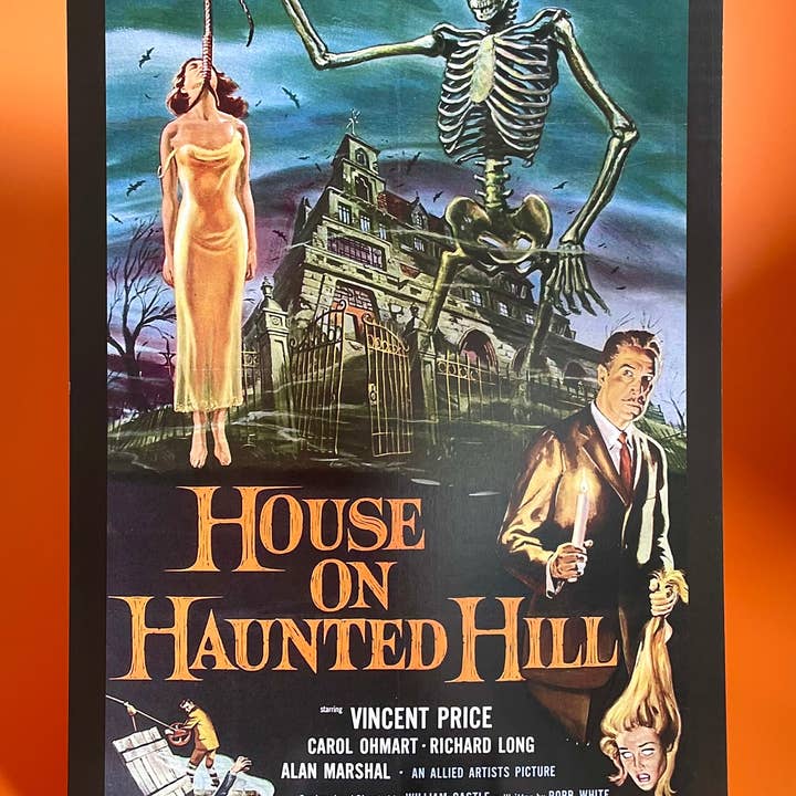 Affiche de film vintage La Maison sur la colline hantée au format A4 pour la vente par Hung On You Boutique