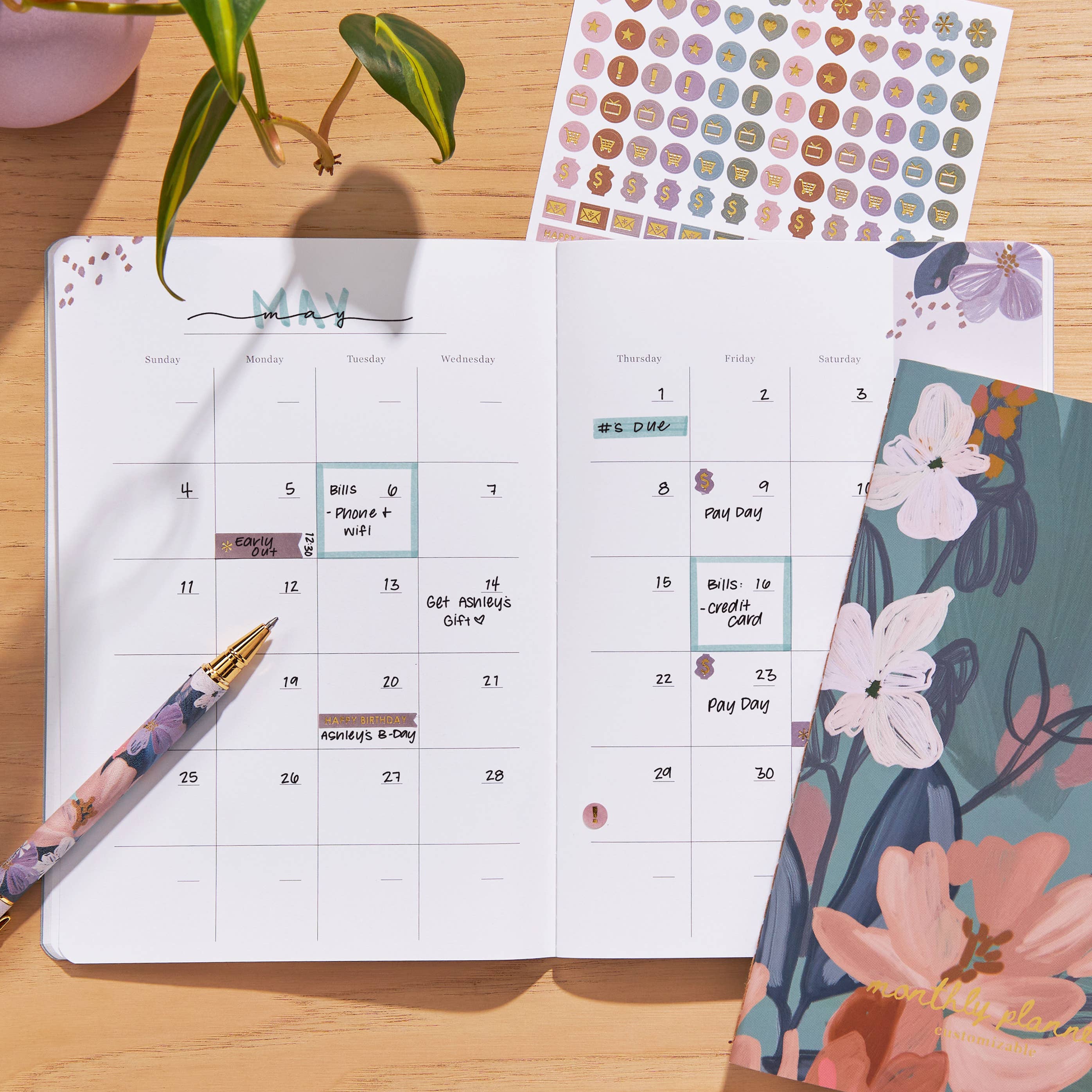 Erin Condren Design - Vente Agendas - Petit agenda mensuel non daté - Bold Blooms1