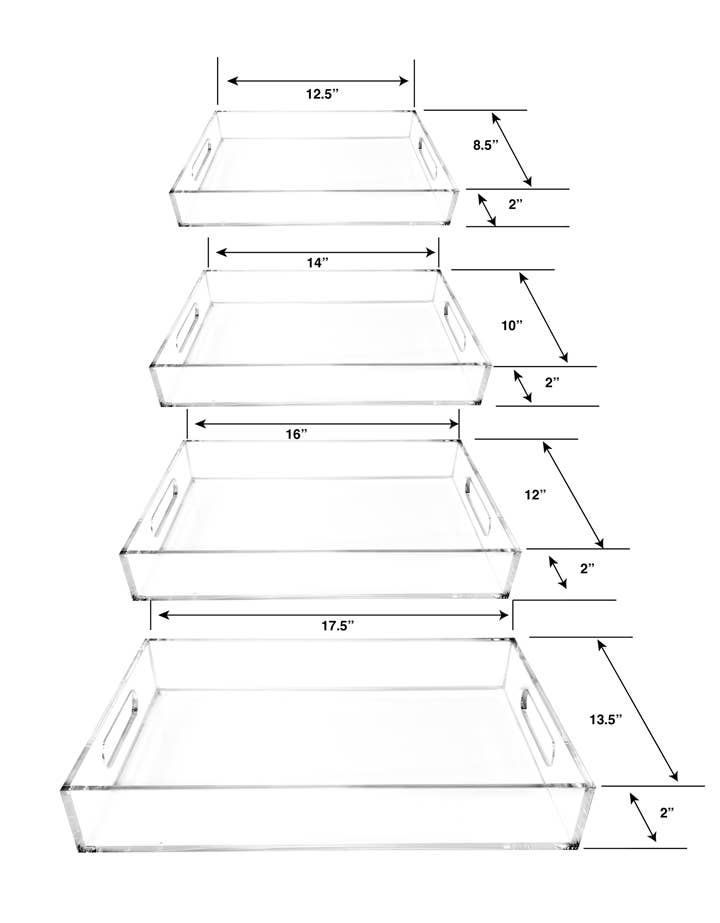 DesignStyles Home - Wholesale Serving Tray - Simply Brilliant 4 Rectangular Serving Trays with Handles1