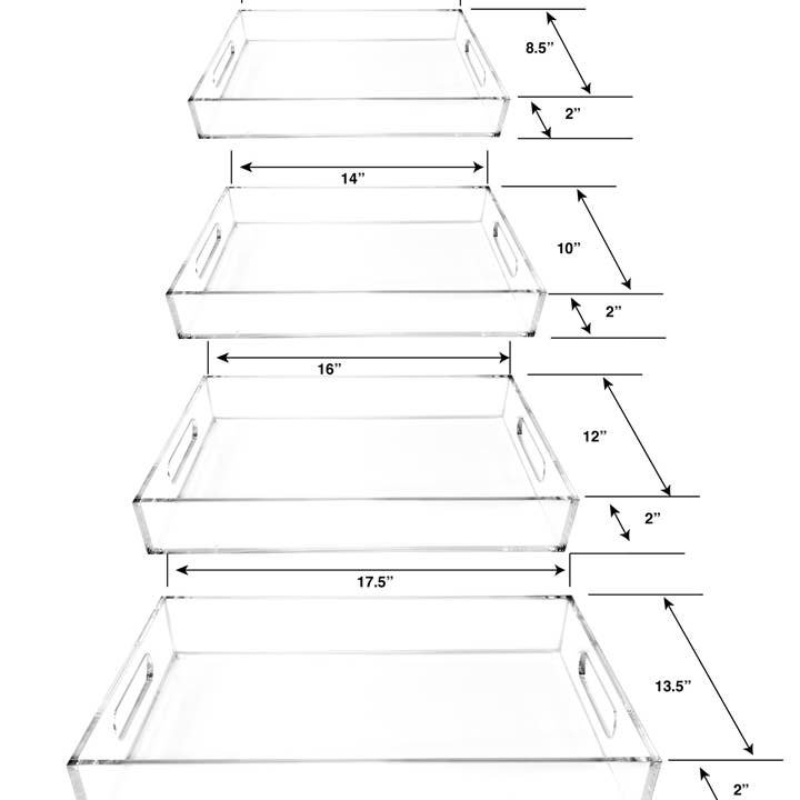 DesignStyles Home - Wholesale Serving tray - Simply Brilliant 4 Rectangular Serving Trays with Handles1