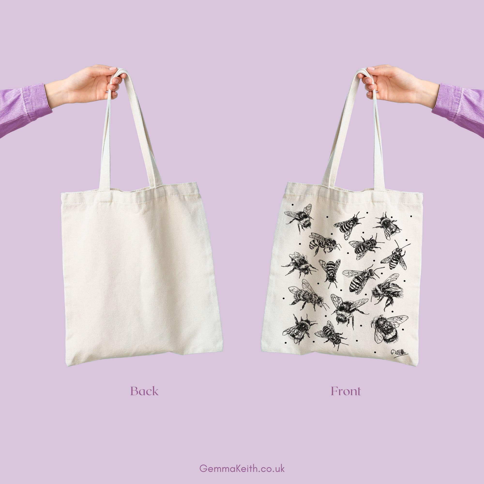 Gemma Keith Designs – wholesale Tote bag – Women's – Bee Design Screen Printed Cotton Tote Bag2