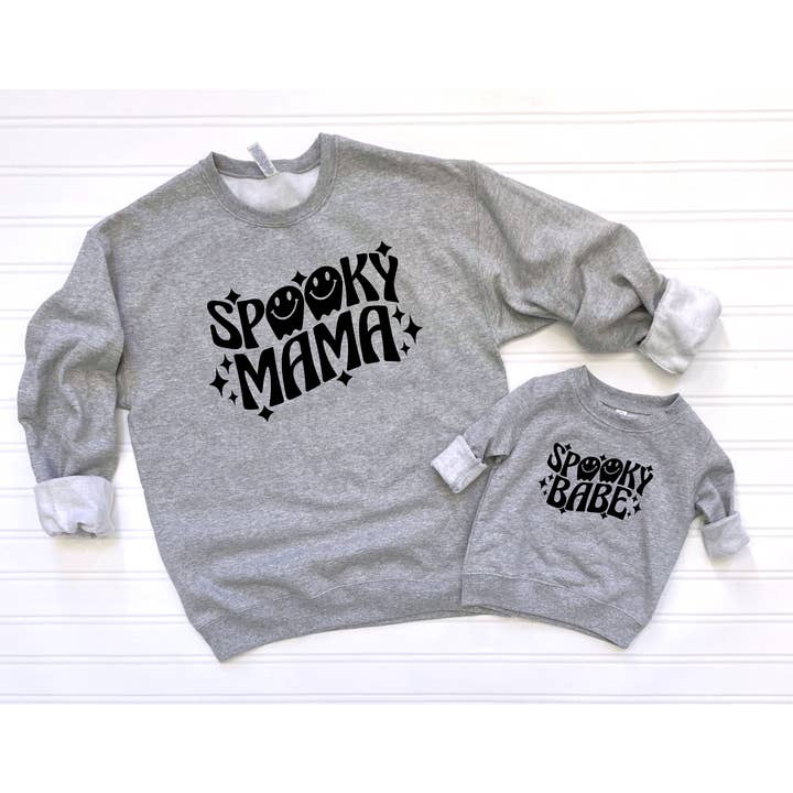 Gruselige Halloween-Sweatshirts mit Mama und gruseligen Babe für den Großhandel von Bella Bean Studios