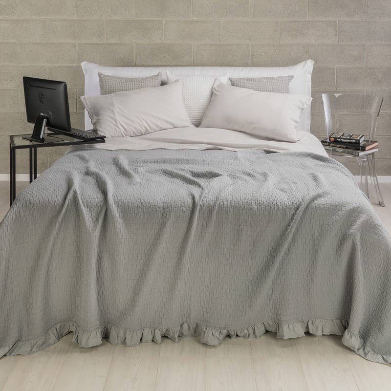 UNOCASADESIGN - Wholesale Deken - Vigo Stonewashed katoenen sprei met ruches31