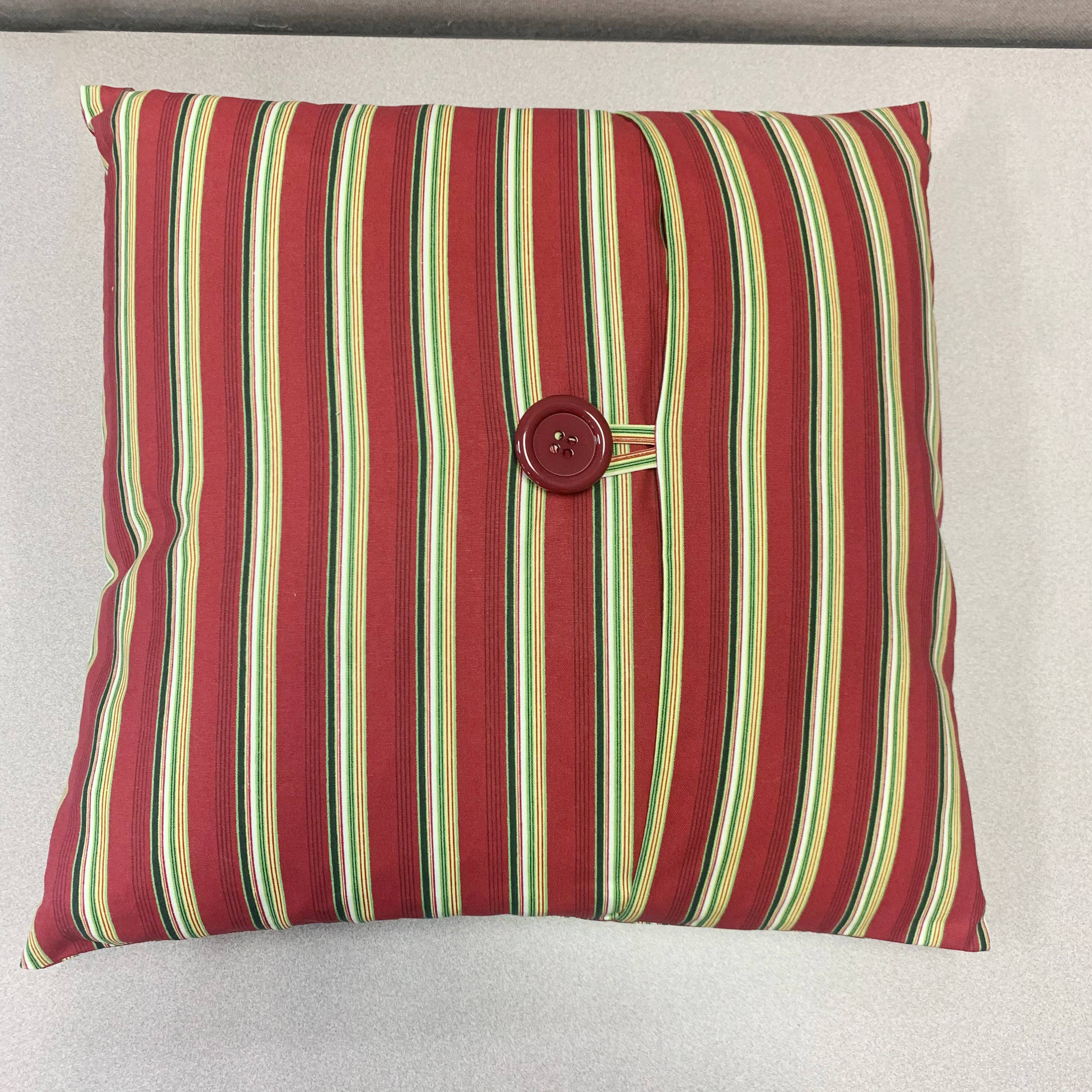 Peking Handicraft - Wholesale Throw/Decorative Pillow - Christmas Holiday Red Striped Button Pillow Sham3