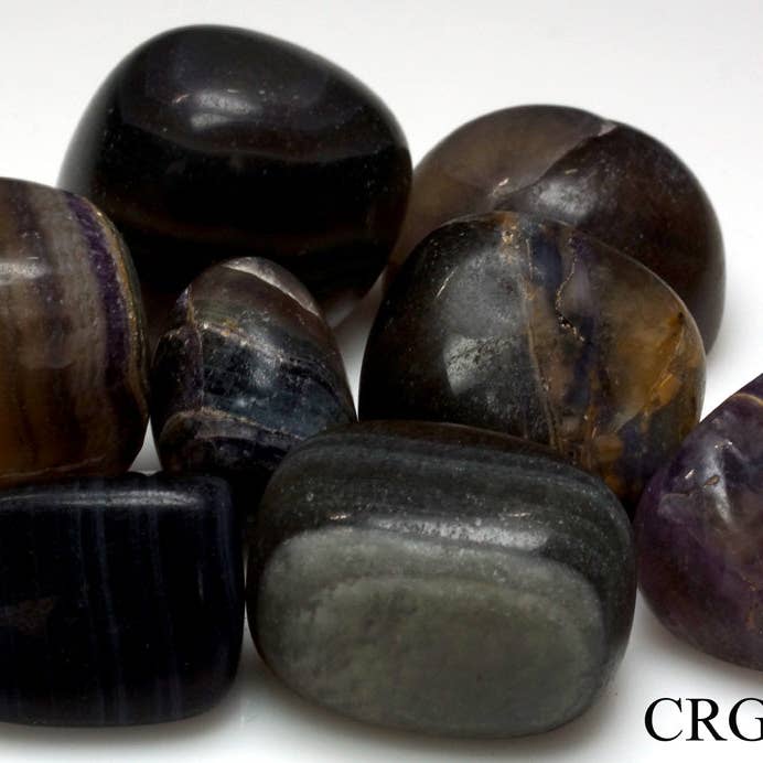 Crystal River Gems LLC - Wholesale Spiritual Stone/Crystal - 1 PIECE - Dark Rainbow Fluorite Tumbled (India) / 25-30MM AVG1