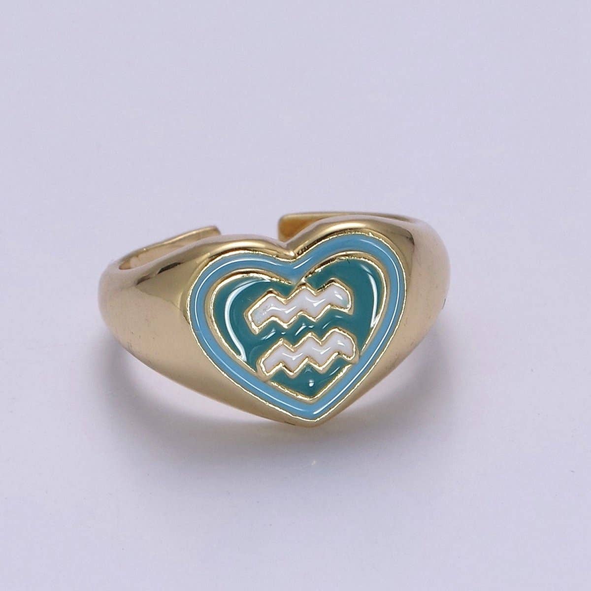 Aim Eternal - Wholesale Signet Ring - Y2K Signet Zodiac Ring Constellation Sign Enamel Gold Ring, Astrology Sign Horoscope Ring Birthday Personalized Fun Gift S-489-S-50010