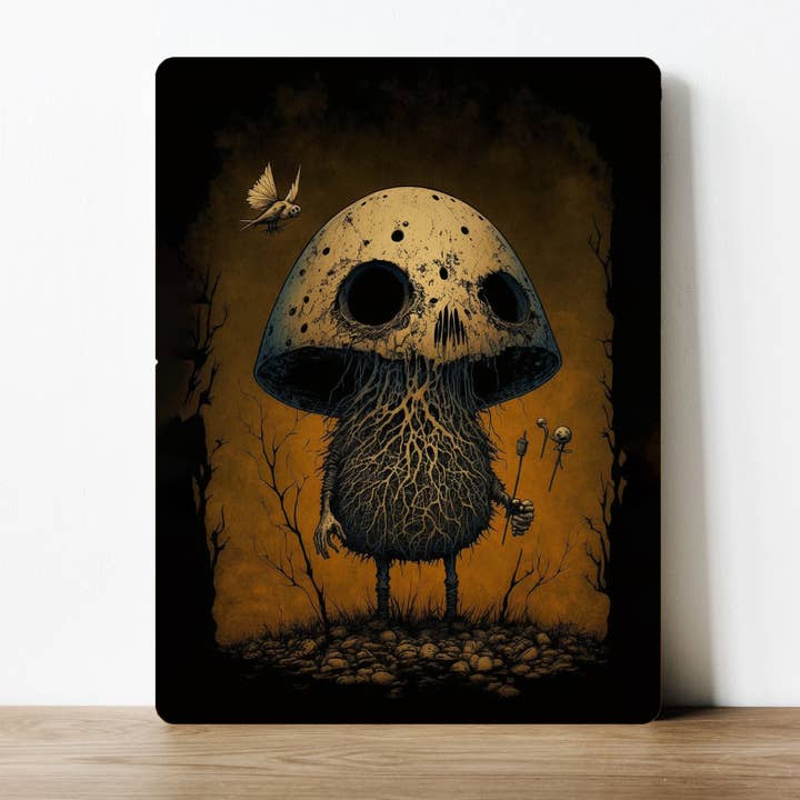 Gothic Dark Fantasy Mushroom Man Metal Sign Plaque for wholesale by The British Metal Signs Company
