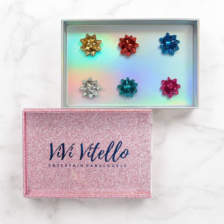 Christmas Bow! Cheers Charms, Set of 6 for wholesale by ViVi Vitello