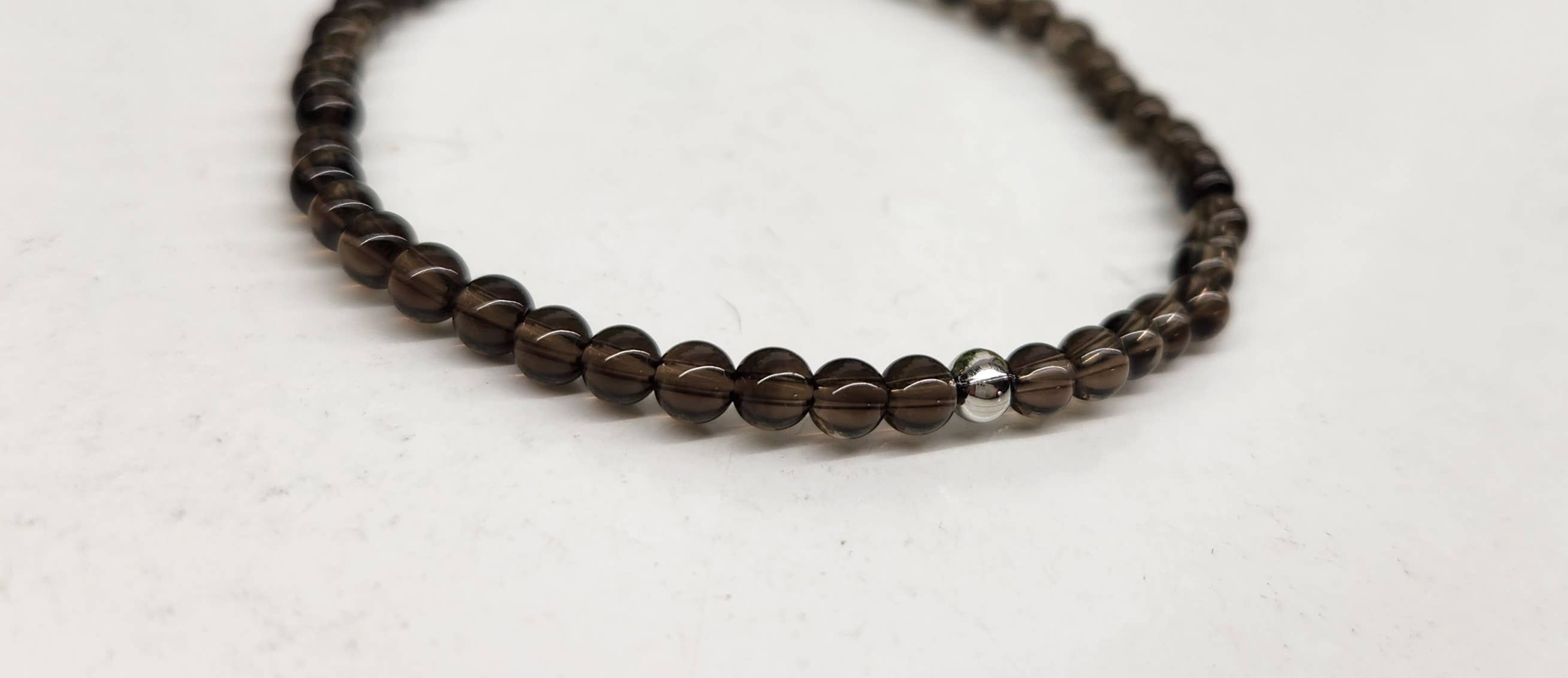 Meraki Gemstones - Wholesale Beaded Bracelet - Smoky Quartz Stretchable Bracelet 4MM Beads - 7.5" Long2