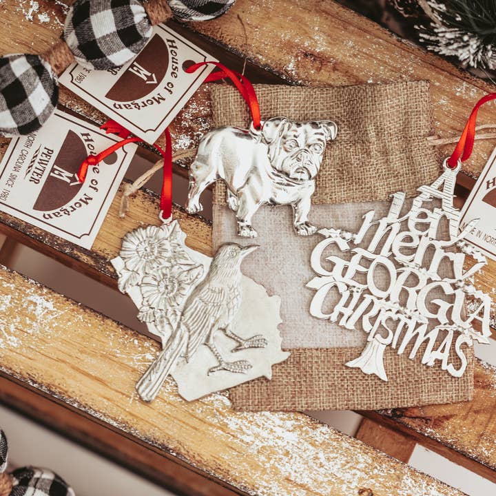 Georgia Gifts - Bulldog - Staatssymbolen - Kerstornament voor wholesale door House of Morgan Pewter