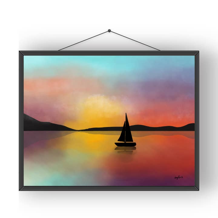 Impressão artística em veleiro Sunset Ocean por atacado de Modera Studio