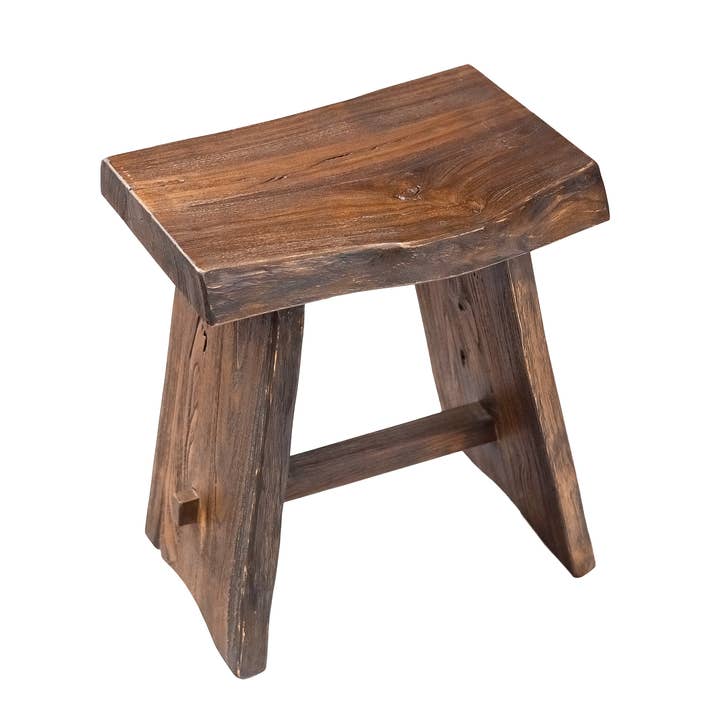 Nordic Teak - Vente Tabouret - Tabouret en teck de style nordique avec assise incurvée2