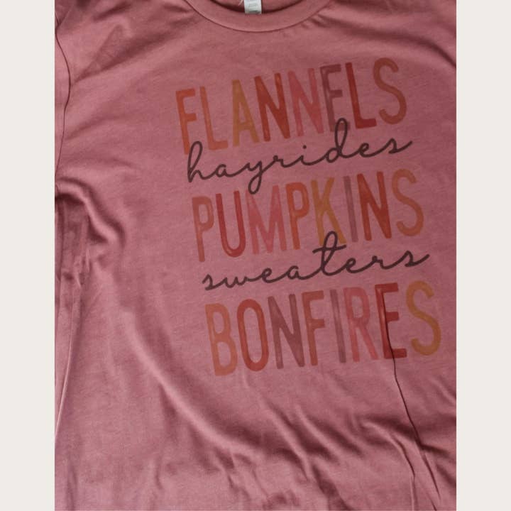 Flannels Hayrides Pumpkins Sweaters Bonfires T Shirt for wholesale by BrandlyNew