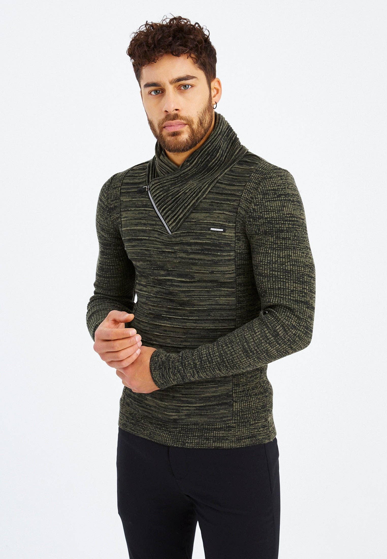 Leif Nelson GmbH - Wholesale Knit Sweater - Men's - Men's Knit Sweater Fine Knit Shawl Collar LN-153535