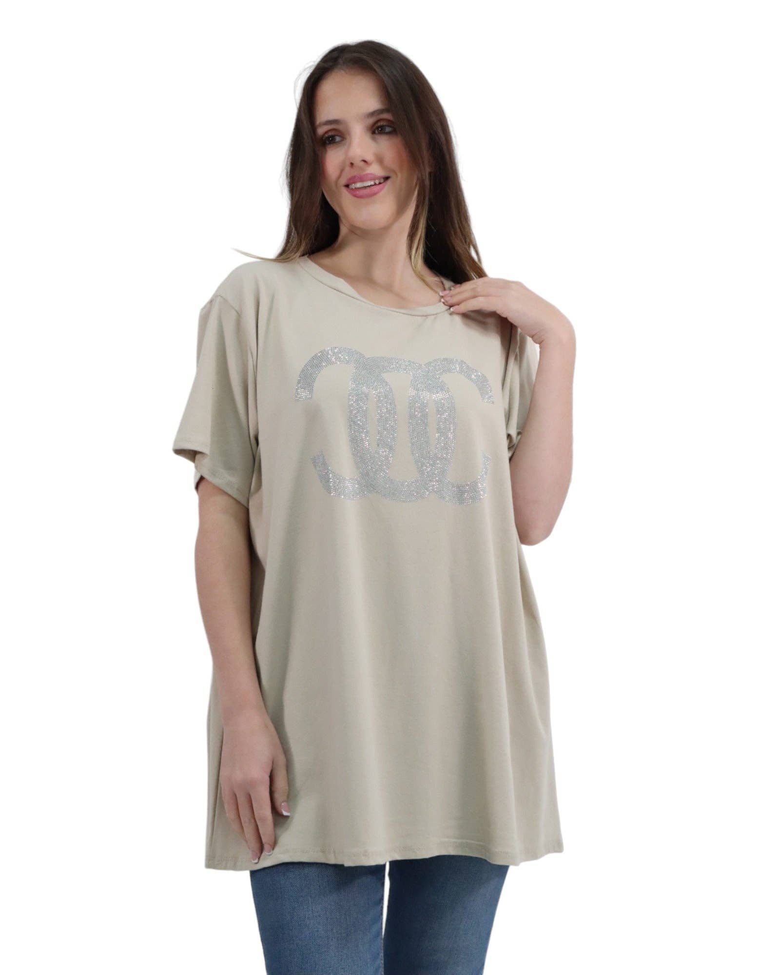 Miss Bold – wholesale Tunic – Women’s – Italian Diamante CC Print T-Shirt2